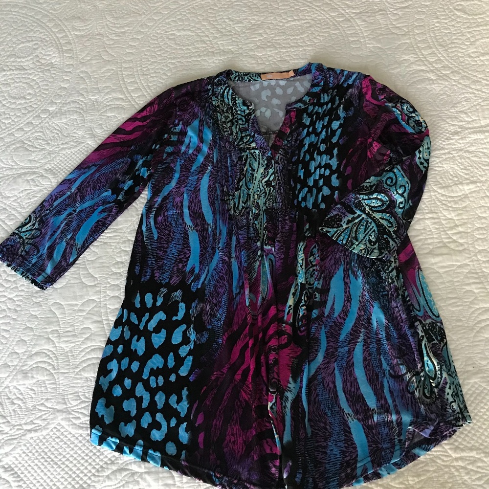 La Cera Pleat front printed Tunic
